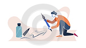 Creative Artist Drawing, Illustrator Sketching Process - vector design Generative AI