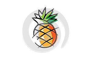 Creative Artistic Pineapple Fruit Logo