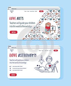 Creative Arts and Astrophysics for kids science club. Vector