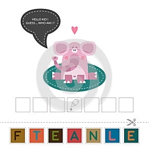 Creative arts funny elefant make word cut and glue