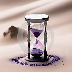 This creative Ash Wednesday scene features a purple hourglass with ashes flowing in place of the sand
