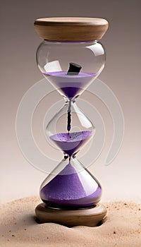 This creative Ash Wednesday scene features a purple hourglass with ashes flowing in place of the sand
