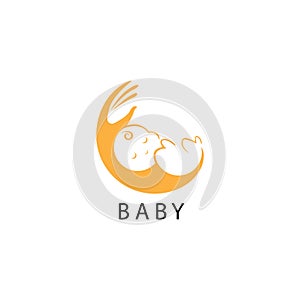 Creative  baby logo outline illustration with color design vector template