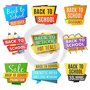 Creative back to school vector advertising banners