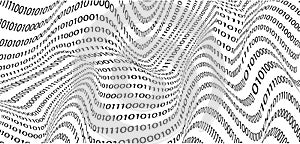 The creative background of binary digits, in the style of the waves. the concept of computer technology. vector graphics