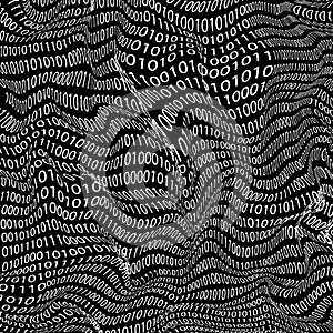 The creative background of binary digits, in the style of the waves. the concept of computer technology. vector graphics