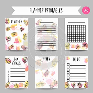 Creative background card with flowers. Hand drawn floral elements. Organizer and printables design Vector template photo