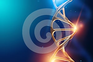 Creative background, dna structure, DNA molecule on a blue background, ultraviolet. 3d render, 3d illustration. The concept of