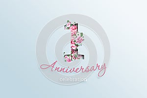 Creative background, the inscription 10number and anniversary celebration textis flowers, on a light background. Anniversary