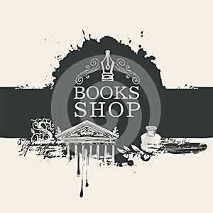 Creative banner for book shop in retro style