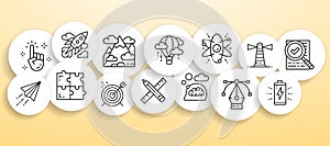 Creative banner with line icons. Innovation, startup, artwork, project, idea illustration for web or ui design.
