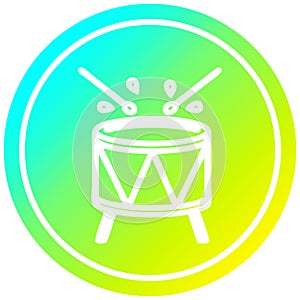 A creative beating drum circular in cold gradient spectrum