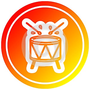 A creative beating drum circular in hot gradient spectrum