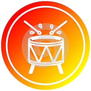 A creative beating drum circular in hot gradient spectrum