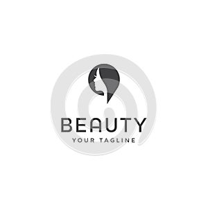 creative Beauty woman fashion logo. Abstract girl face design