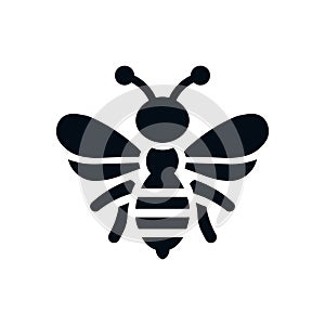 Creative bee Icon. Bumblebee, honey making concept. Isolated vector logo illustration