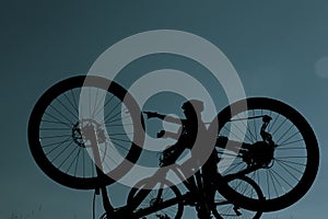 Creative bike pose, fun and eco-friendly tool