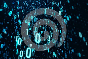 Creative binary coding on background. Matrix and security concept. 3D Rendering