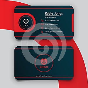 Creative black and red business card template design