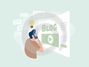 Creative Blogging concept. Content Creation, fresh blog ideas. Vector Illustration of Blog Authors, Writers and