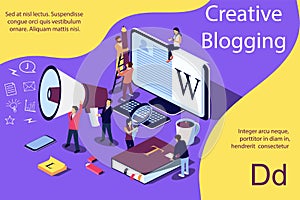 Creative Blogging isometric illustration concept