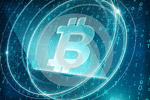 Creative blue bitcoin background
