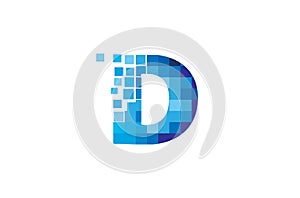 Creative Blue D Letter Pixel Logo Design Symbol Vector Illustration