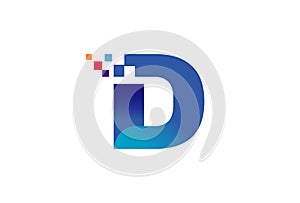 Creative Blue D Letter Technology Digital Logo