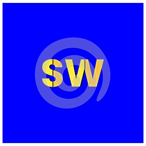 Creative blue letter SW s w logo with leading lines and road concept design.