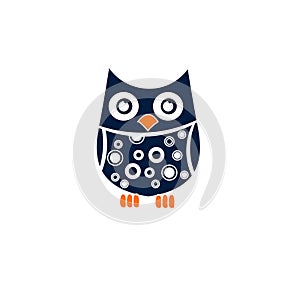 Creative blue owl illustration - Stock vector illustration