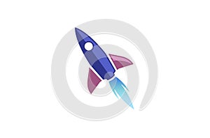 Creative Blue Rocket Launch Logo