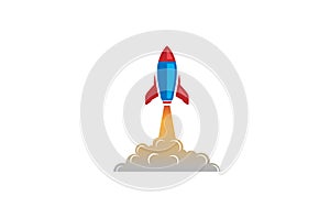 Creative Blue Rocket Launch Logo