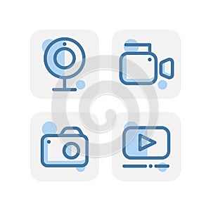 Creative blue social media icons design isolated on white background