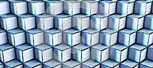 Creative wide cubes pattern background. Landing page concept. 3D Rendering