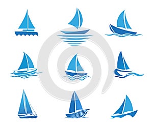 Creative Blue Yachts Boats Collection Set Logo