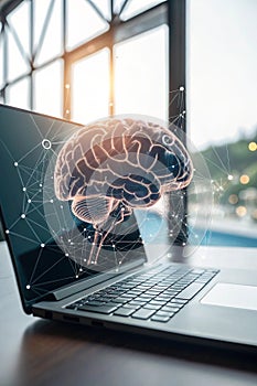 Creative brain concept of artificial intelligence and thinking photo