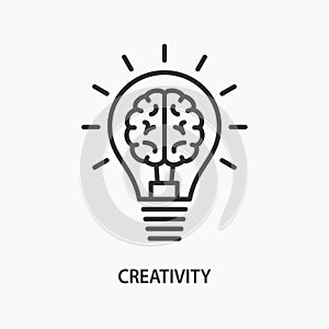Creative brain idea icon on white background.