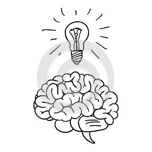 Creative brain Idea and light bulb