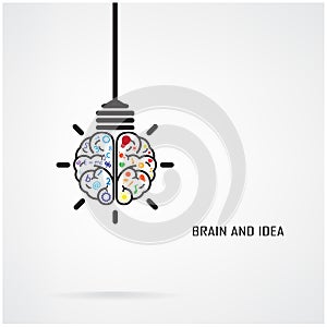 Creative brain Idea and light bulb concept