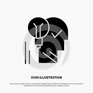 Creative, Brain, Idea, Light bulb, Mind, Personal, Power, Success solid Glyph Icon vector