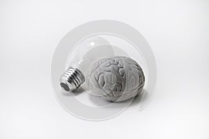 Creative brain and light bulb - idea!