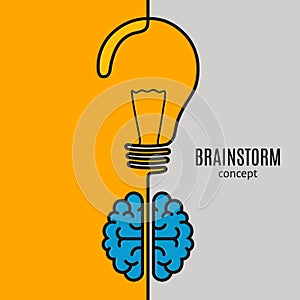 Creative brainstorm concept business idea. Brain and lightbulb. Vector.