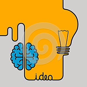 Creative brainstorm concept business idea. Wire forming a brain and lightbulb.
