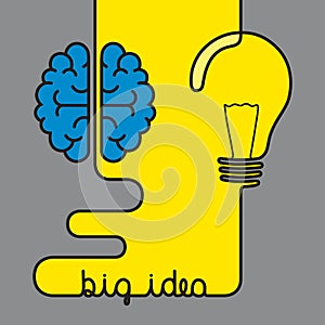 Creative brainstorm concept business idea. Wire forming a brain and lightbulb.