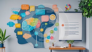 Creative Brainstorm Wall with Colorful Mind Map