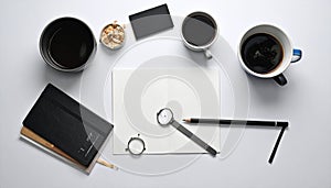 Creative Brainstorming Session with Coffee and Notes