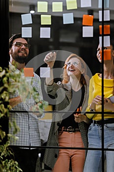 Creative brainstorming session in an office space