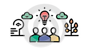 Creative Brainstorming Session, Team Idea Generation Vector Graphic, vector design Generative AI