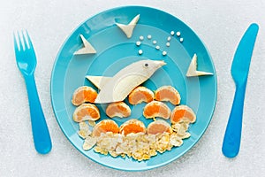 Creative breakfast or dessert idea for kids banana dolphin