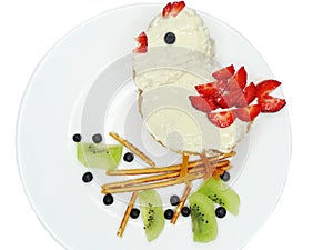 Creative breakfast with fruit and sweet nutella on bread